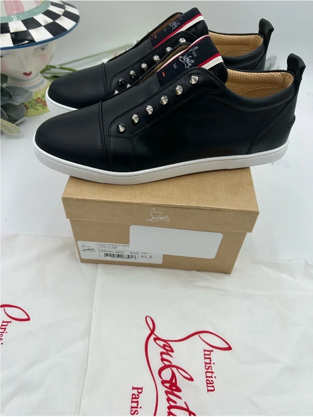 Men's Christian Louboutin FAV FIQUE slip on sneakers. Size 41.5